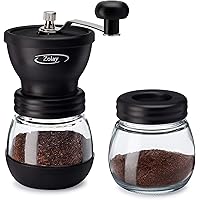 Zolay Manual Coffee Grinder with Ceramic Burrs, Glass Jars, Silicone Cover and Stainless Steel Handle, Hand Coffee…