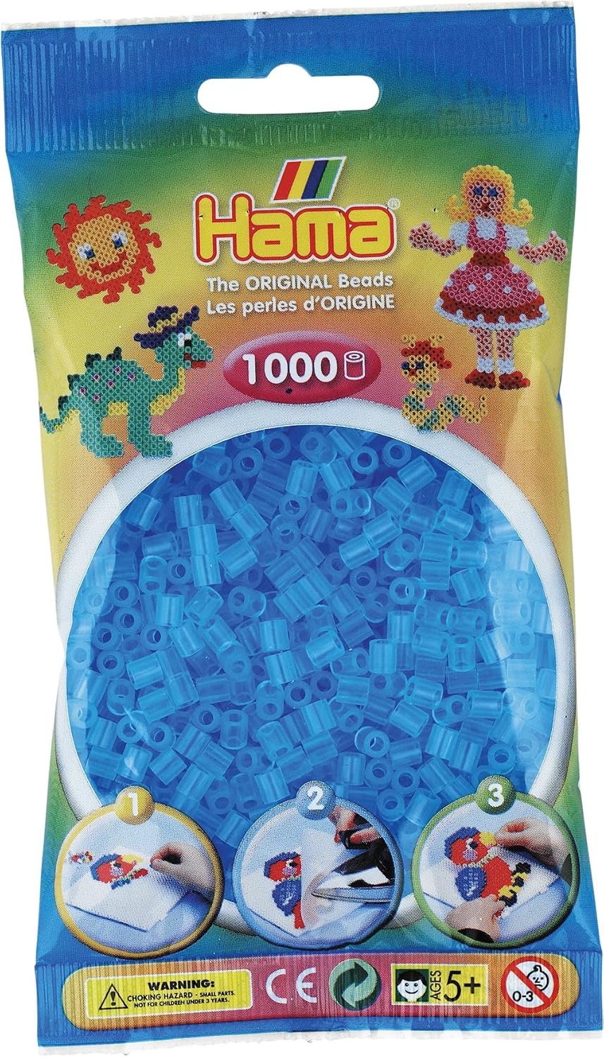 Hama Translucent Aqua - 1000 Beads in Bag Multicolour, 1000 pcs