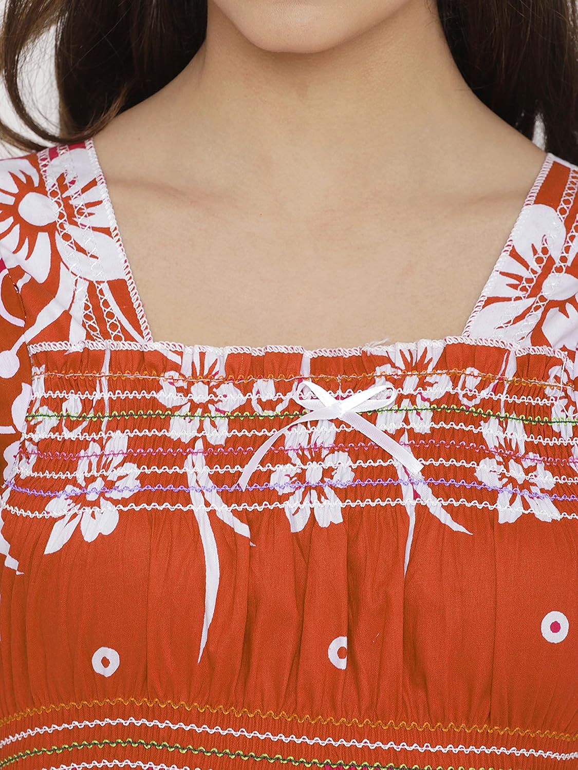 pretty girl women's cotton night gown(ptas63, beige, free size)