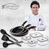 San-Ignacio-Navy-Black-Set-de-3-sartenes-4-recipientes-hermeticos-3-Utensilios-de-Cocina-Aluminio-Prensado-Negro
