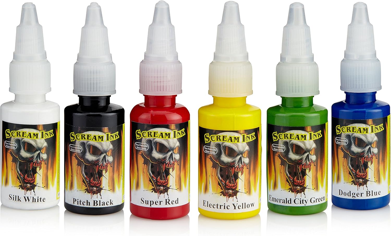 Scream 2 Tattoo Ink 6 Set 1/2oz/15ml New Formula Permanent