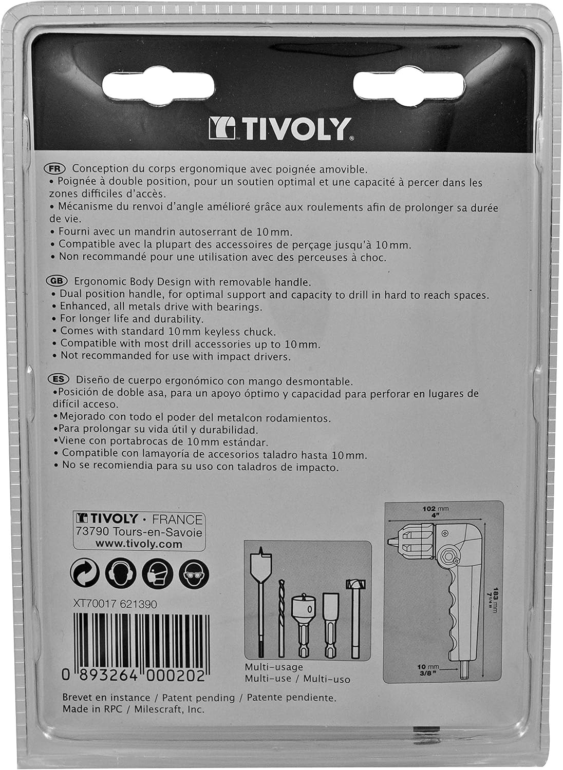 Tivoly1390 Drill90 Right Angle Drilling and Driving Power Drill Attachment, Blue - Image 3