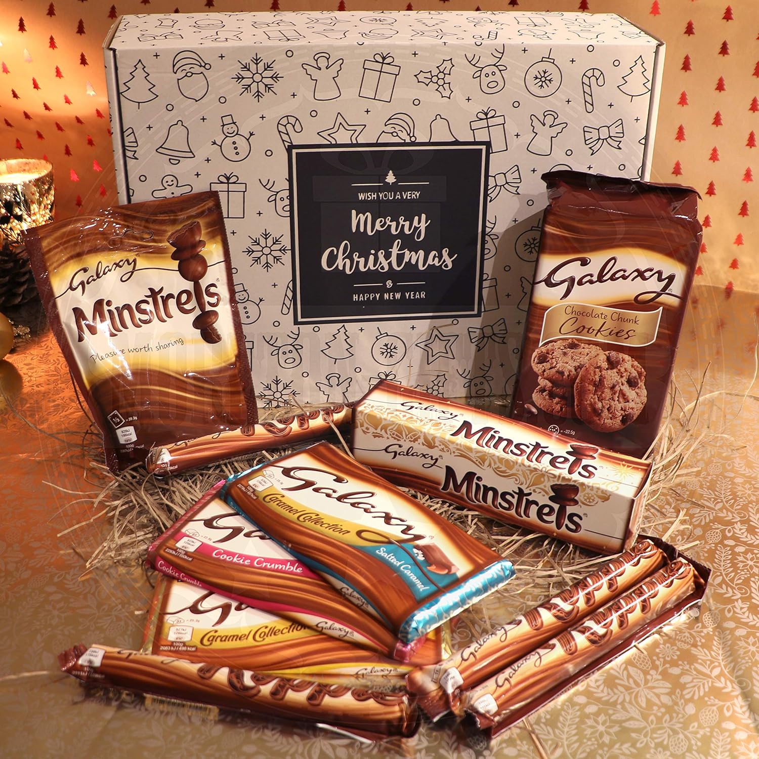 Galaxy Large Christmas Selection Gift Box - Galaxy Minstreals Pouch, Tube, Ripple Bars, Cookies