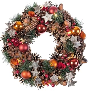 LED Weihnachtskranz Türkranz Adventskranz Weihnachtskugel Dekoration Beleuchtung
