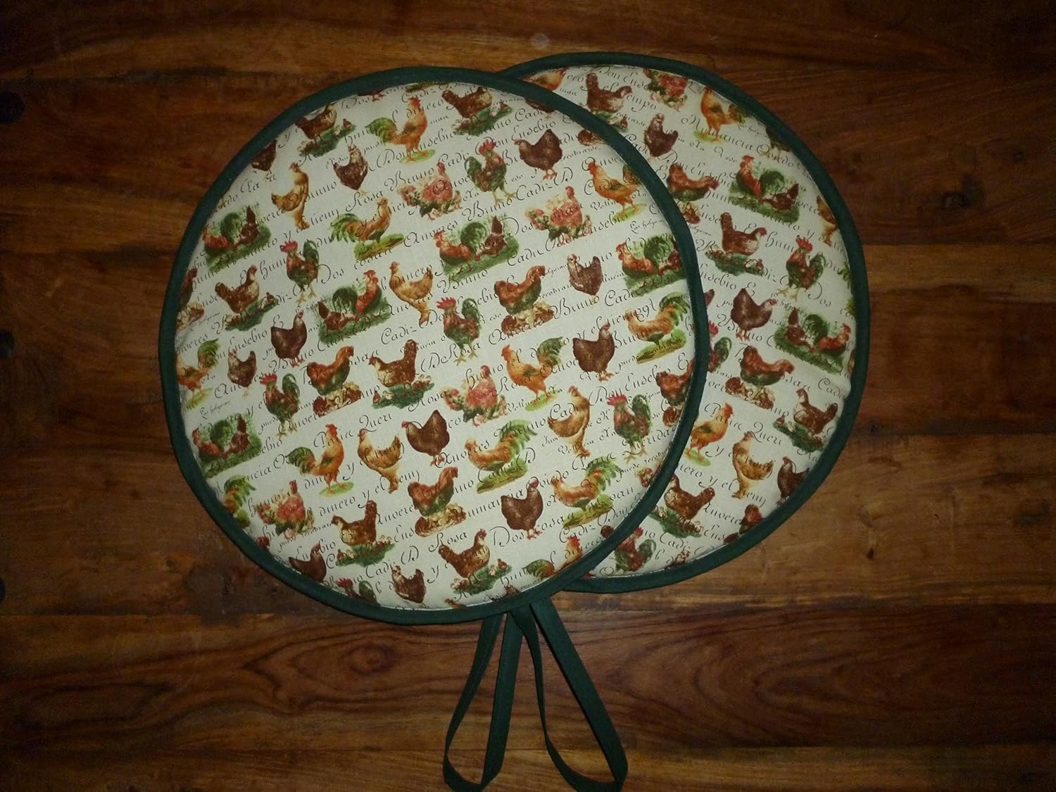 Pair of Farmyard Chicken & Rooster AGA Hob Lid Covers Hob Top Pads