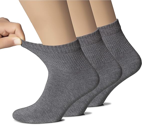 Hugh Ugoli Women's Bamboo Ankle Loose Fit Socks, Soft, Seamless Toe