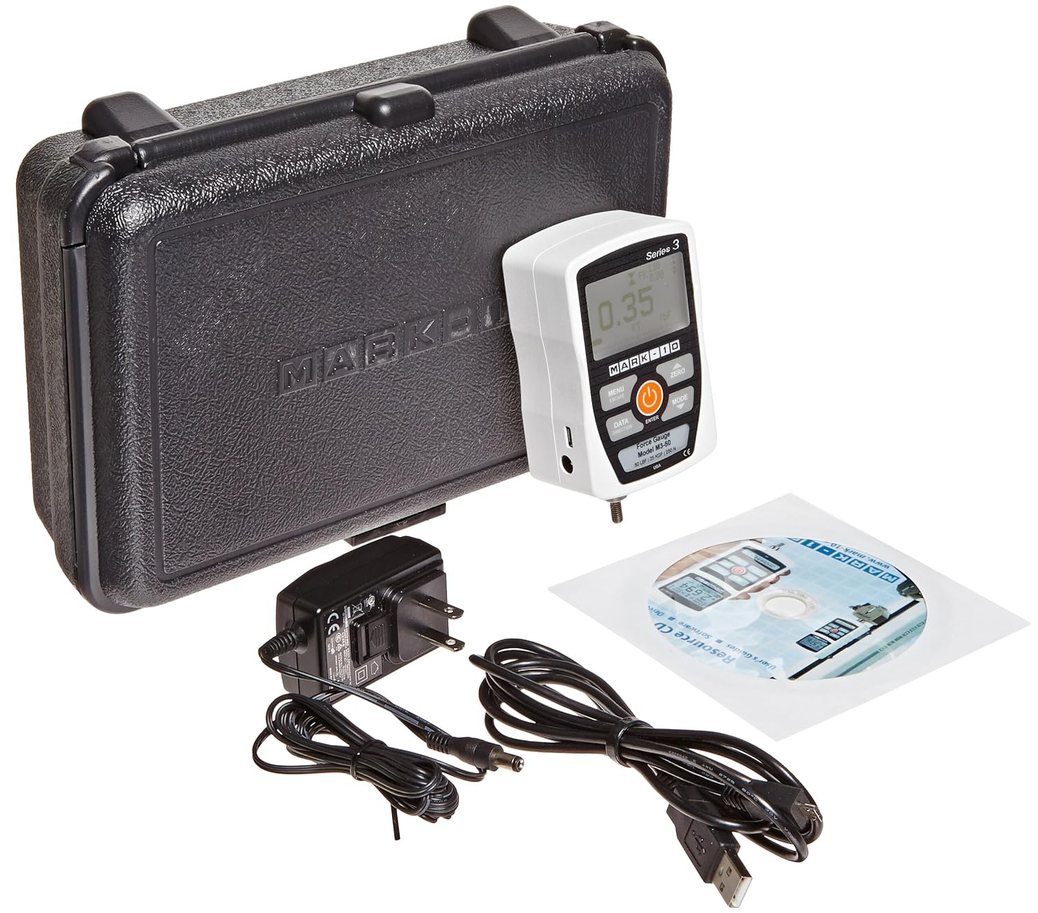 Mark10 M350 Series M3 Digital Force Gauge, 50lbF Capacity