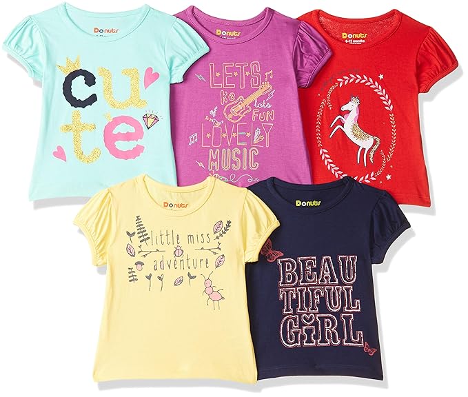 Baby-Girls Regular fit T-Shirt (Pack of 5)