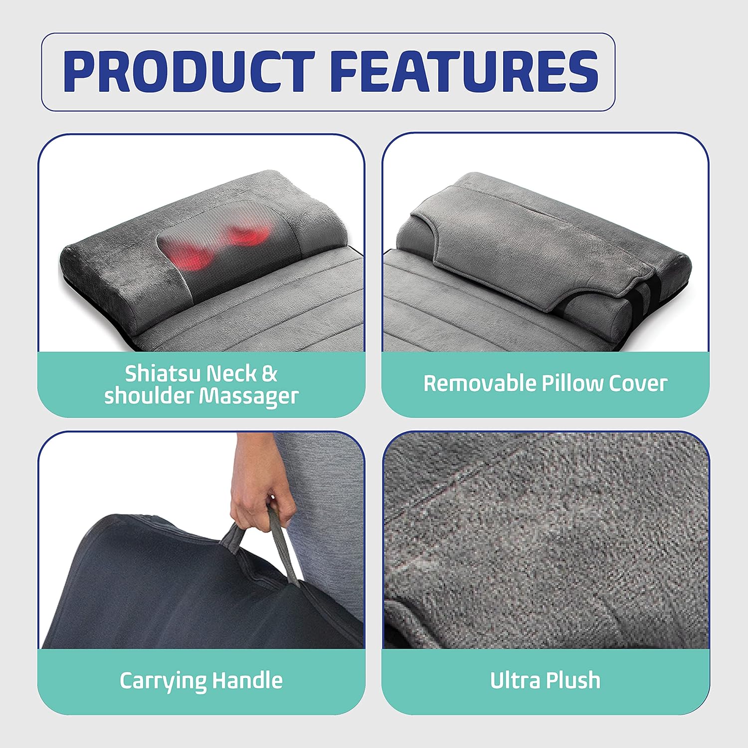 Full Body Vibrating Mat and Shiatsu Neck Massager - Warming Bed Vibrating Pad Cushion with 10 Vibrating Motors - Warming Shiatsu Pillow Massager - Relieves Stress, Tensions from Shoulder & Back Pain: Health & Personal Care