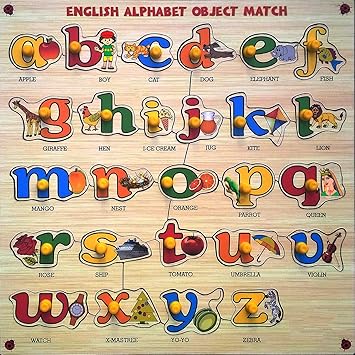 Webby Premium Wooden Small Alphabets Object Match Educational Puzzle Toy