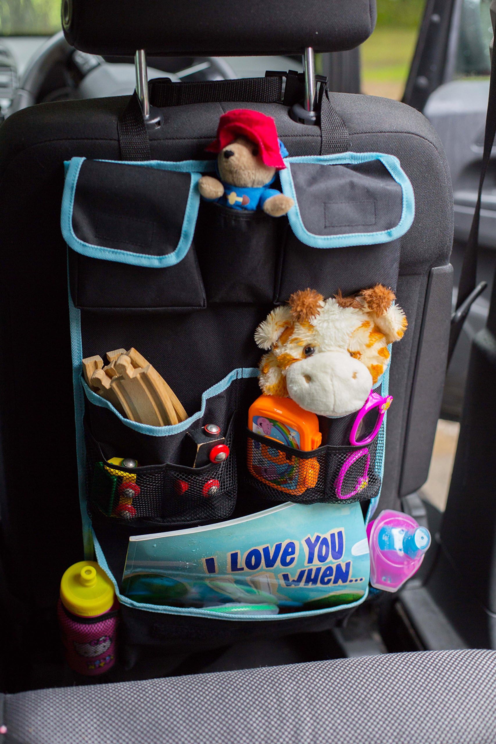 *CLEARANCE SALE* Best Premium Kids Car Back Seat Organiser | Easy Installation | Multiple Big Pockets | Detachable Pocket | Ideal Gift | 100% Infinity Guarantee |
