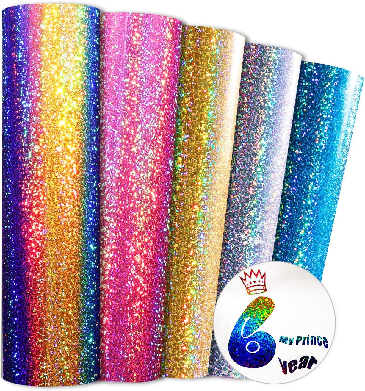Heat Transfer Holographic Vinyl HTV Bundle for T-Shirt 12"x10" 5 pcs/Pack