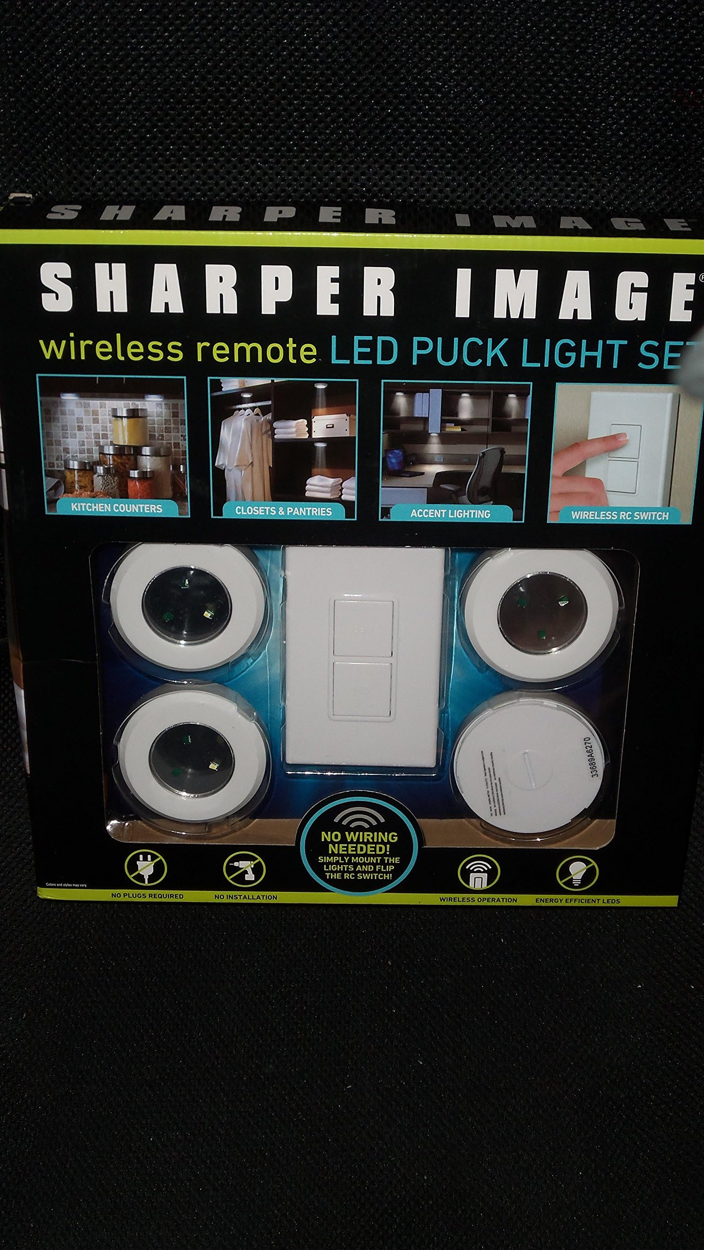 Sharper Image Wireless Remote LED Puck Light Set