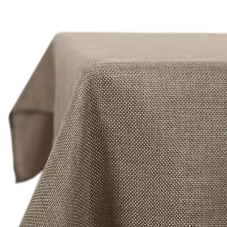 Deconovo Tischdecke Leinenoptik Lotuseffekt Tischwäsche Wasserabweisend Tischtuch 130x160 cm Taupe