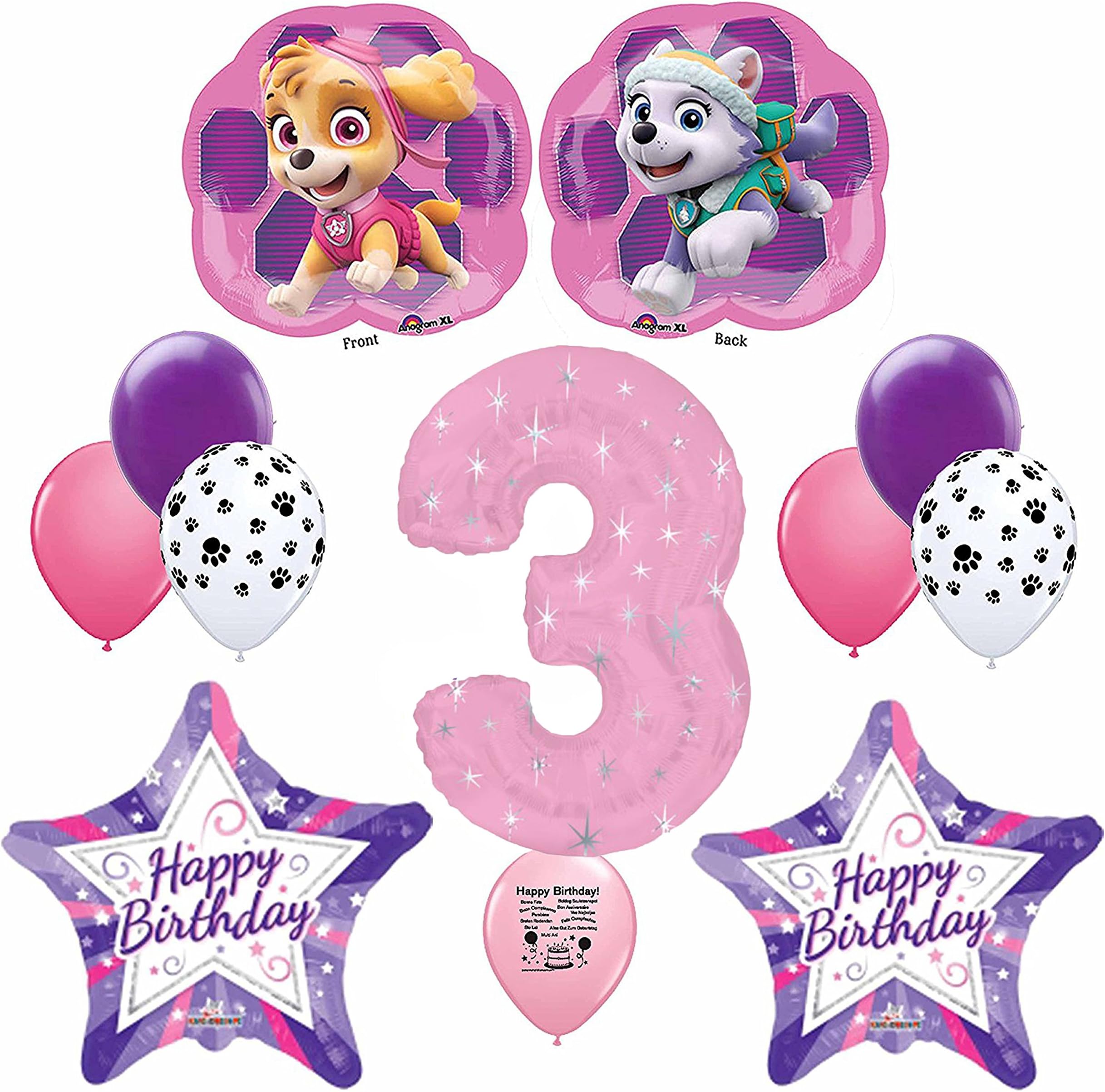 Skye Pink Paw Patrol Happy 3rd Birthday Balloon Decoration Kit