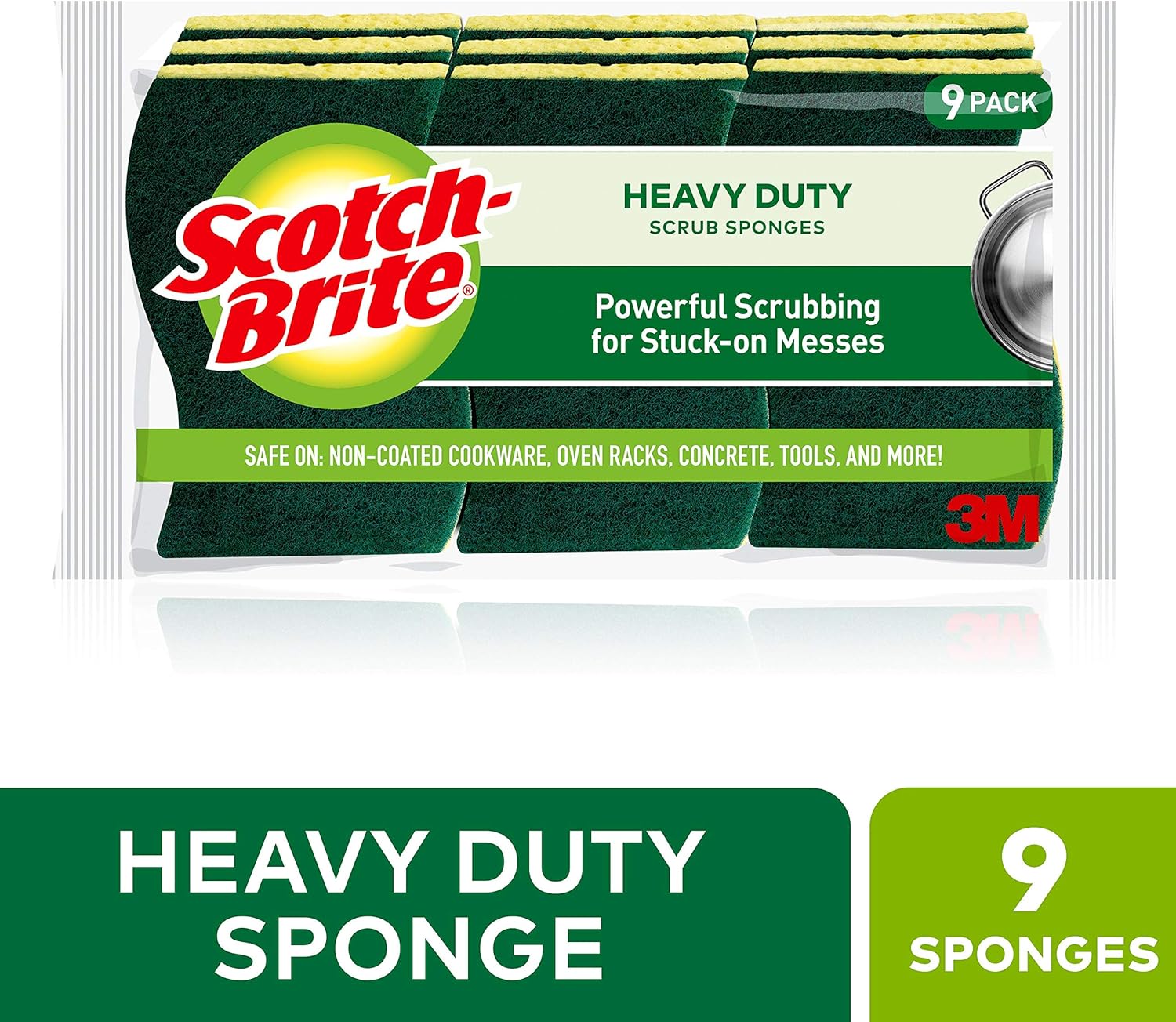 Scotch-Brite Heavy Duty Scrub Sponges, 9 Scrub Sponges, Stands Up to Stuck-on Grime: Health & Personal Care