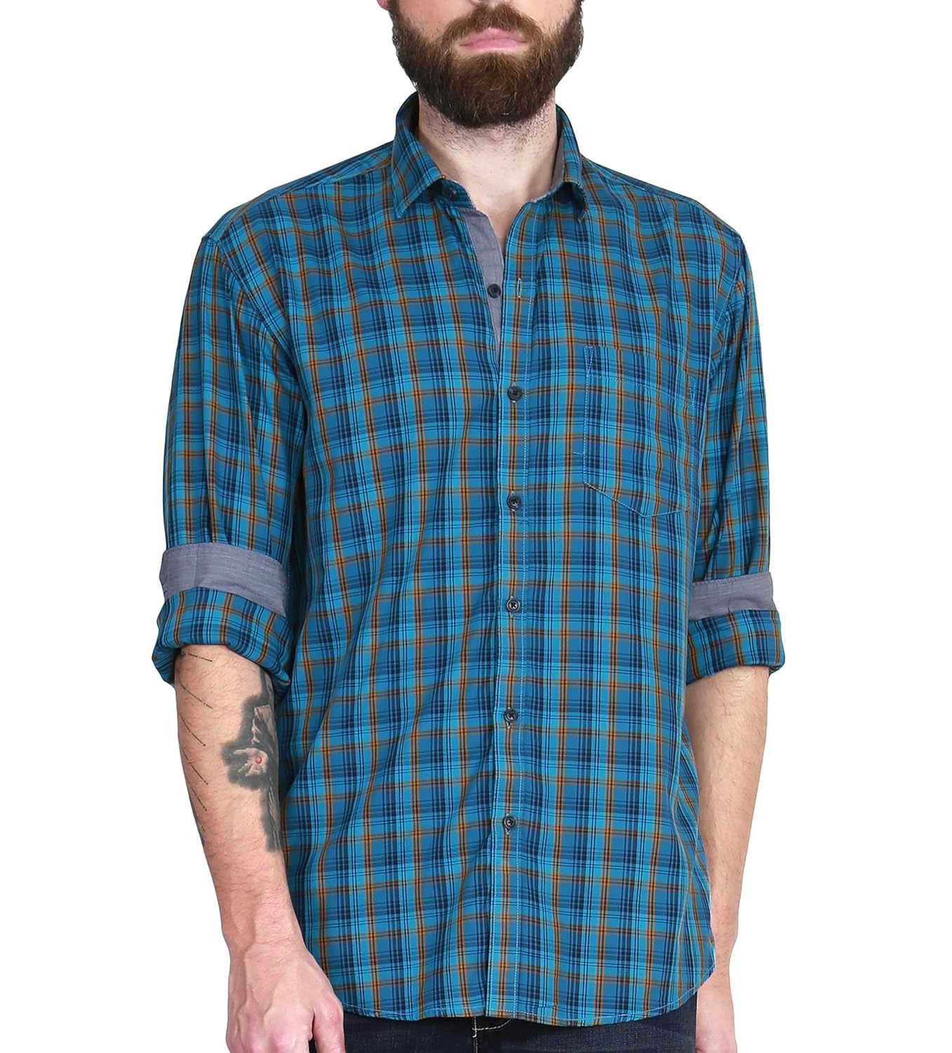 mchenry mens pure cotton regular fit checkered casual shirt