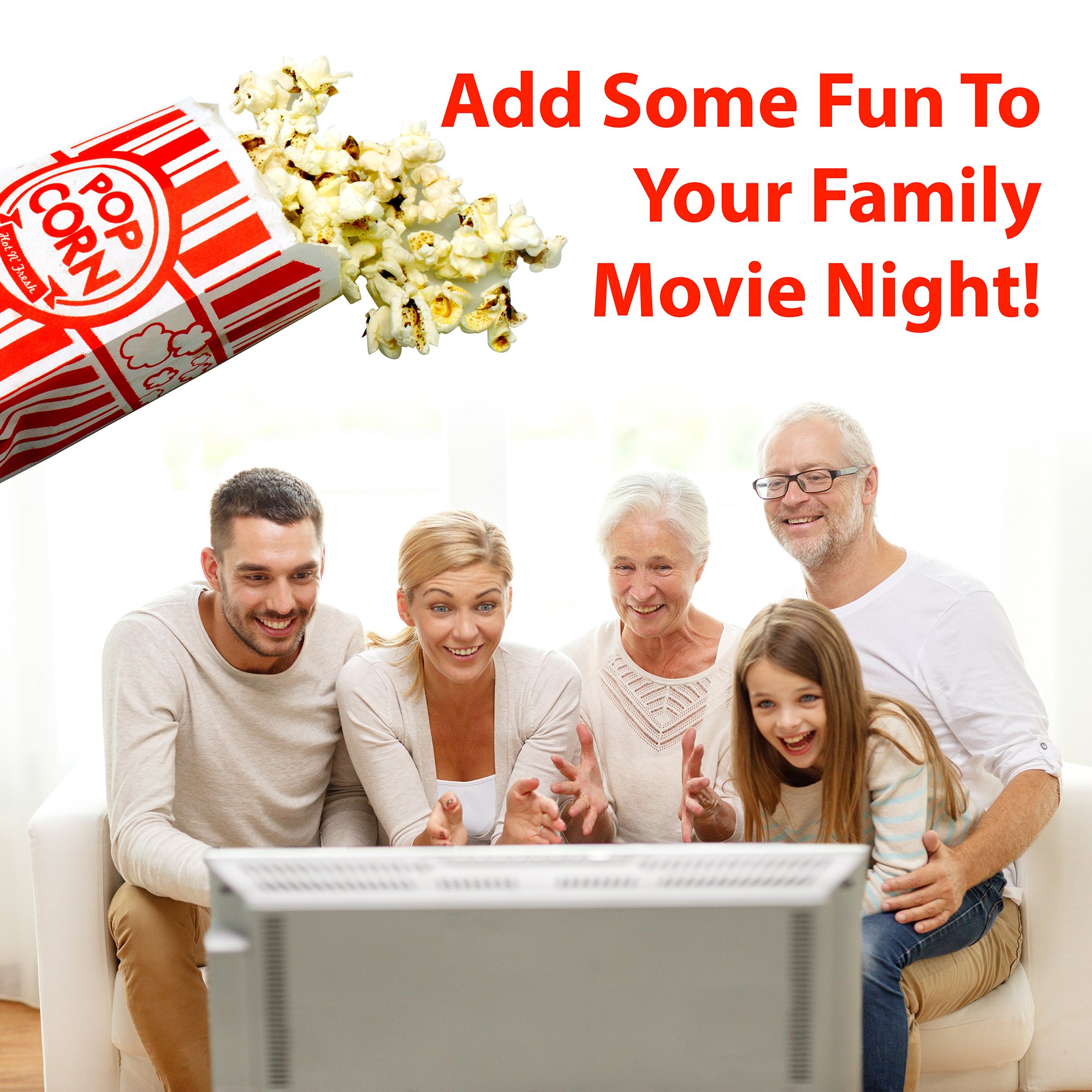 Popcorn Bags Coated for Leak/Tear Resistance. Single Serving 1oz Paper Sleeves in Nostalgic Red/White Design. Great Movie Theme Party Supplies or for Old Fashioned Carnivals & Fundraisers! (200)