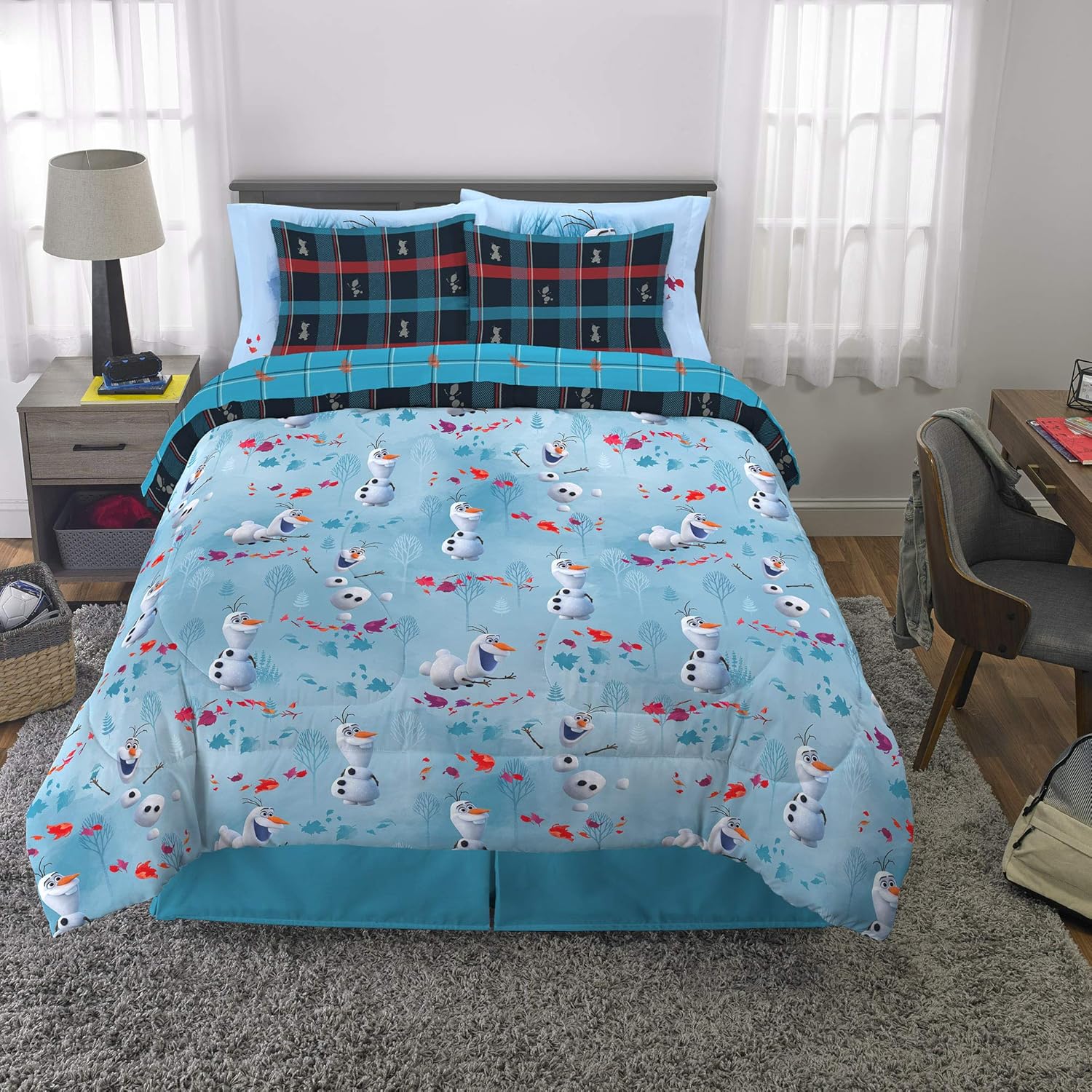 Franco Kids Bedding Super Soft Comforter and Sheet Set with Bonus Sham, 7 Piece Full Size, Disney Frozen 2 Olaf