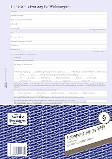 AVERY Zweckform 2849 Einheitsmietvertrag für Wohnungen (A4, 5 Sätze, 4-seitig, Bogenformat, regelt wichtige Punkte des Mietverhältnisses inkl. Schönheitsreparaturen, von Rechtsexperten geprüft)