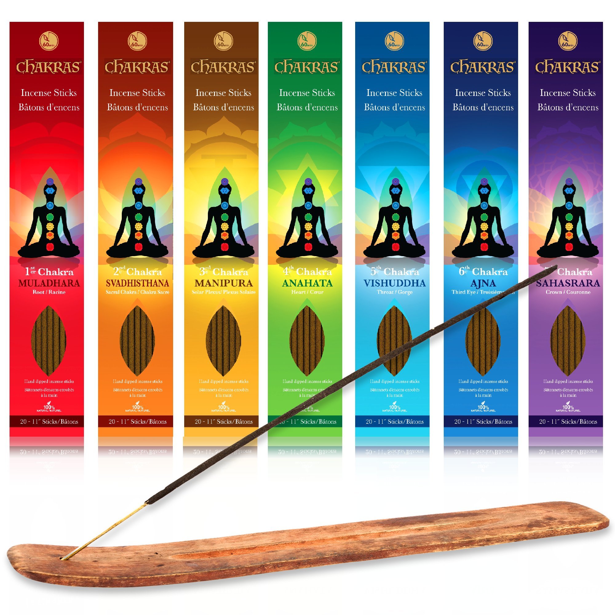 7 Chakras Natural Meditation Incense Sticks Root to Crown Set of 140x