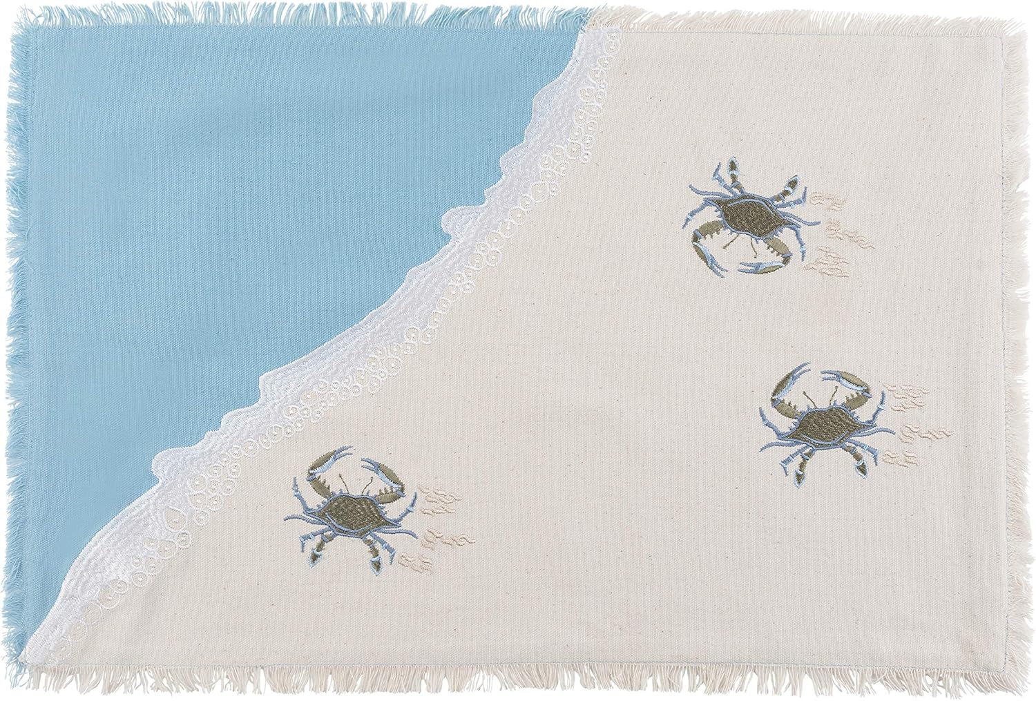 Rightside Design Blue Crab Placemats, 13" x 19", Cream