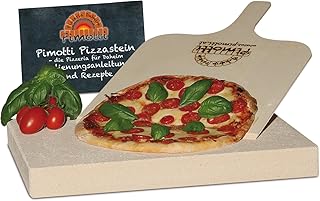 4cm Pimotti Pizzastein/Brotbackstein aus Schamott +Schaufel +Anleitung & Rezepte im Set