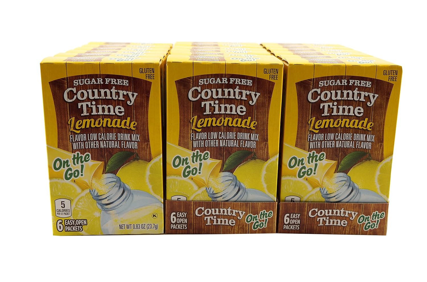 Country Time Singles To Go Lemonade Flavor Low Calorie Drink Mix (Lemonade, 18 Pack)