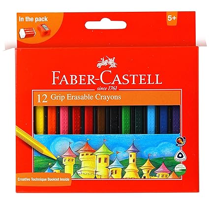 Faber-Castell Grip Erasable Crayon Set - Pack of 12 (Assorted)