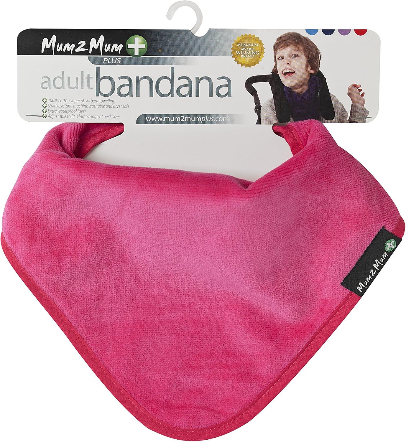 Mum2Mum Plus Special Needs Adult Bandana Bib in Cerise, Pink, XL