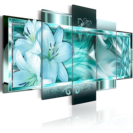 murando - Acrylglasbild Abstrakt 200x100 cm - Bilder Wandbild - modern - Decoration 5 Teilig - Blumen a-C-0069-k-m