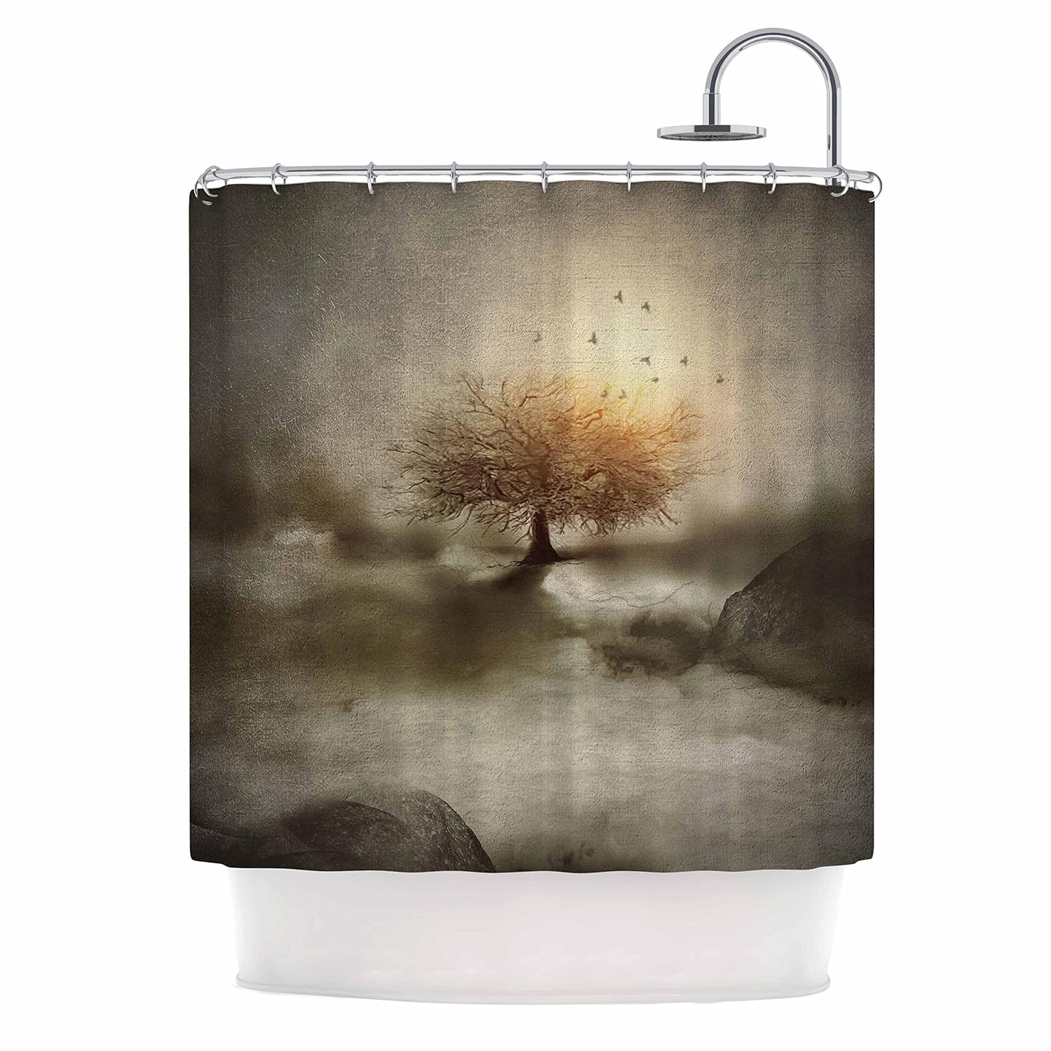 Kess Curtain Shower 70 x 69 Nature, Brown IV Love Tree