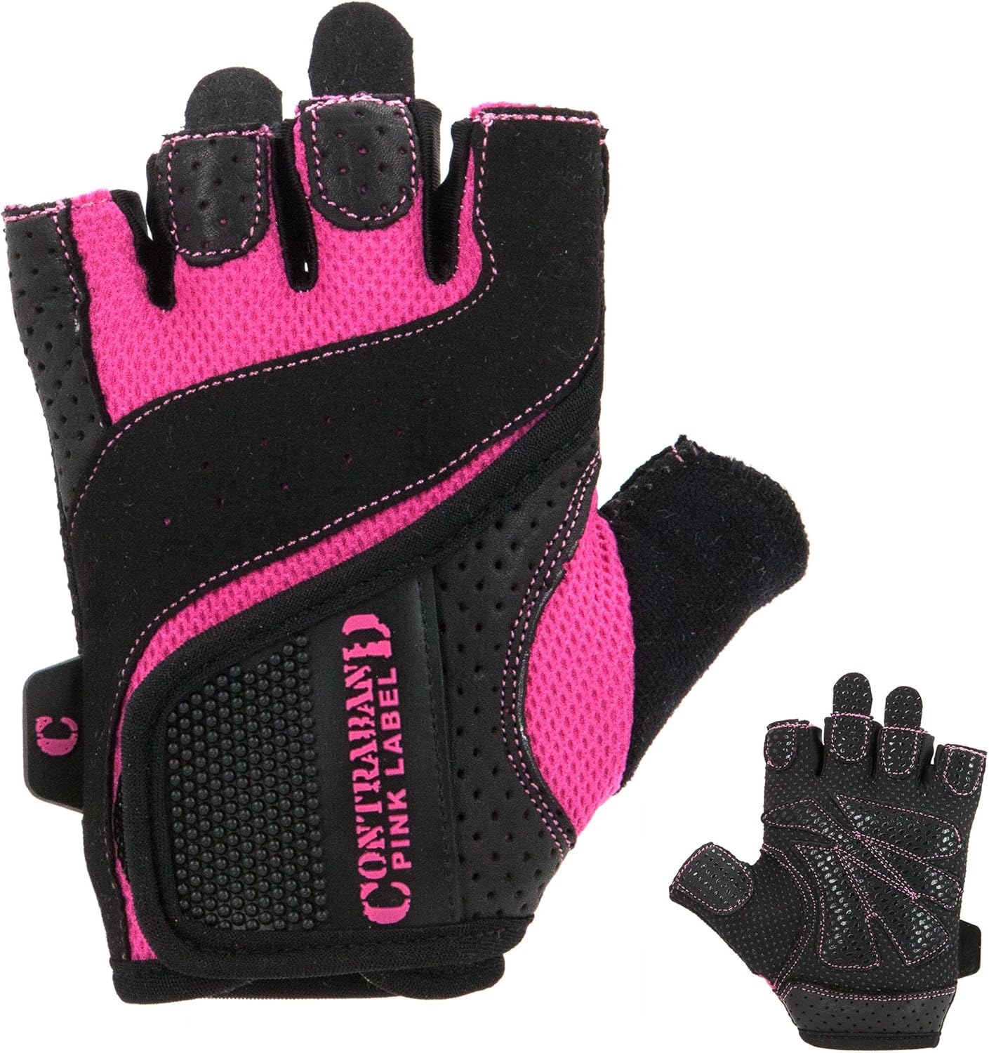 Contraband Pink Label 5137 Womens Padded Weight Lifting Gloves w/ Grip-Lock Padding (Pair) - Machine Washable Fingerless Workout Gloves Designed Specifically for Women - Contraband Sports