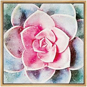 SIGNWIN Framed Canvas Wall Art Pink and Green...