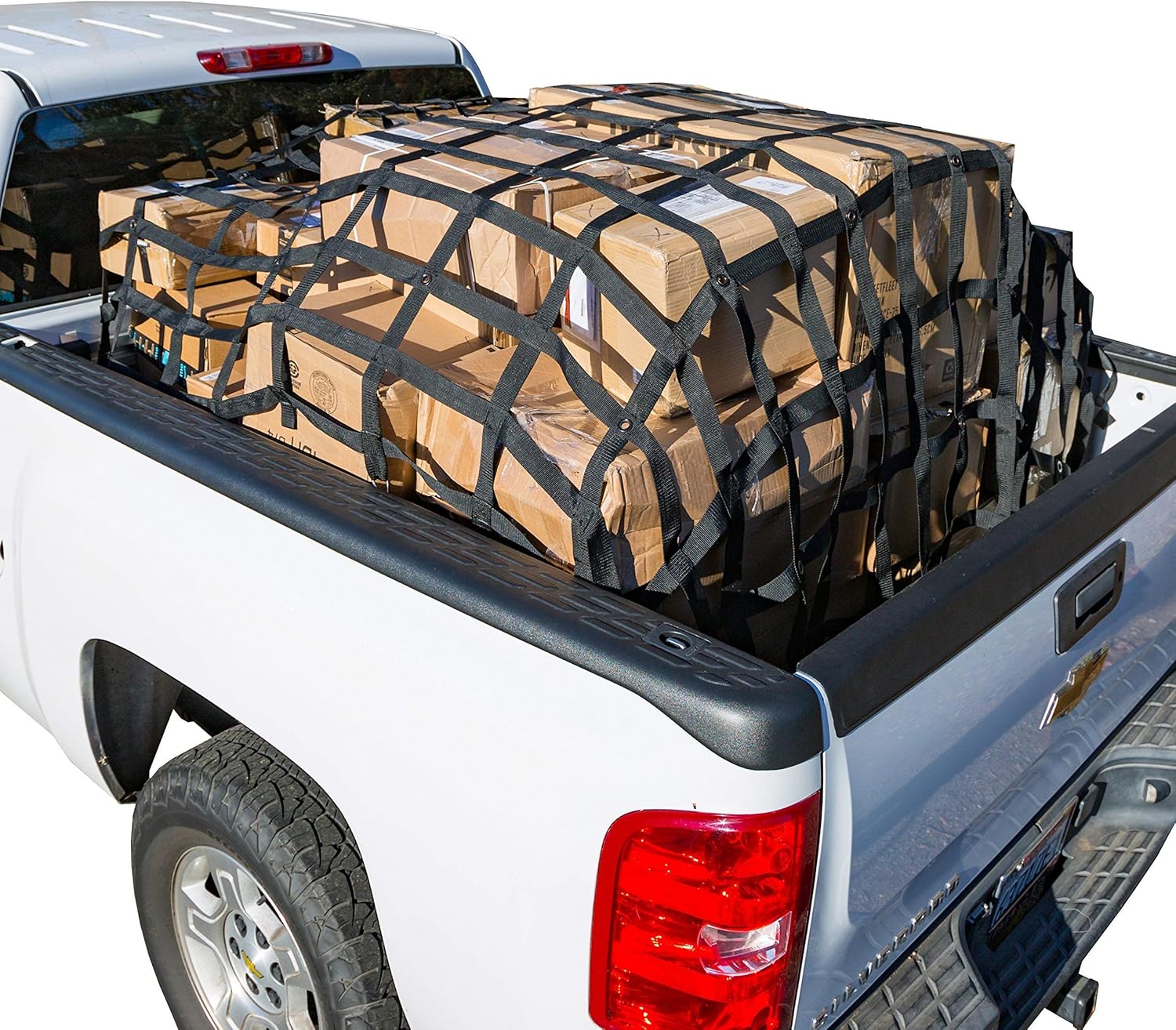Rakapak Rugged Truck Bed Cargo Net with Additional Elastic Net Included, 8 feet x 6.75 feet