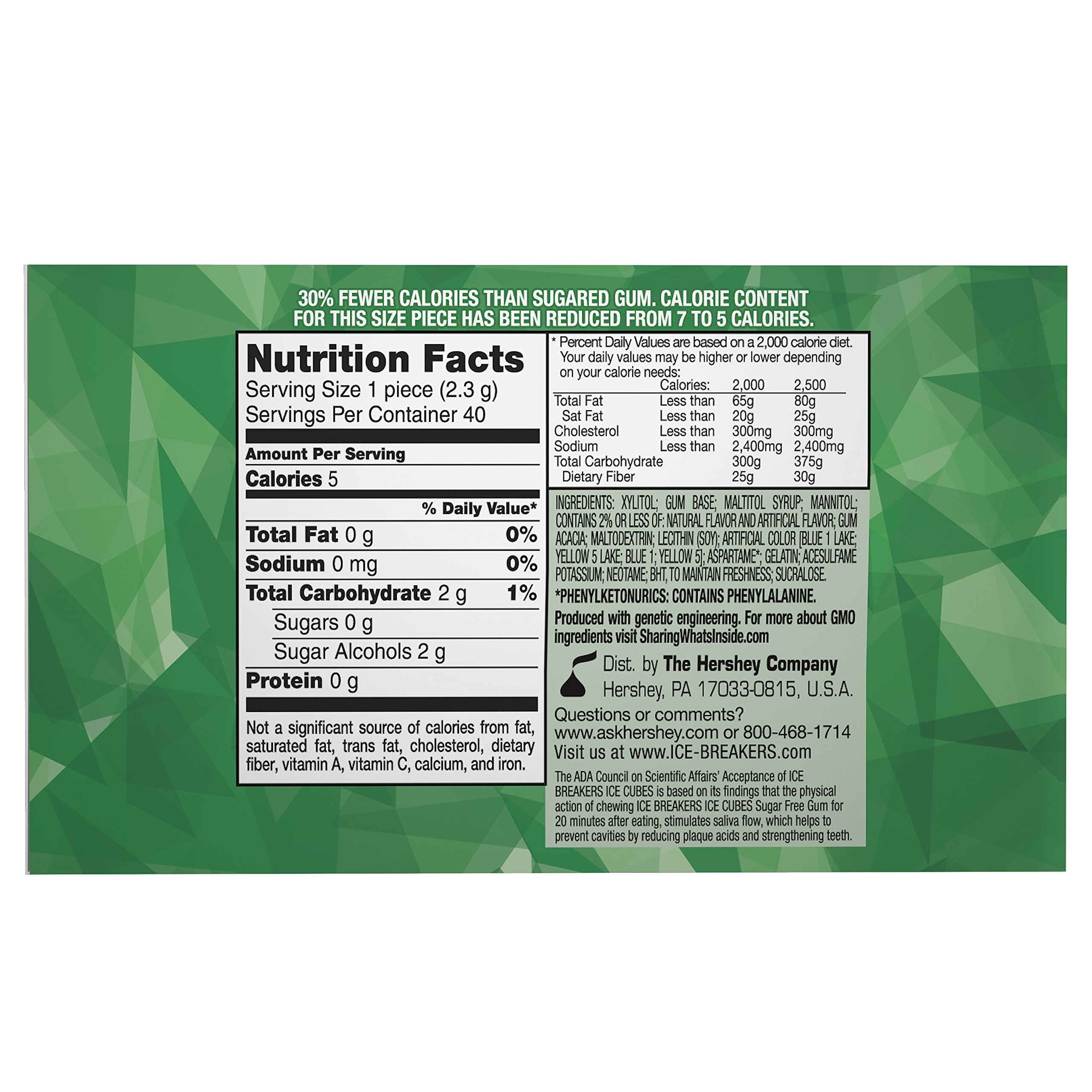 Ice Breakers Gum, Sugar Free Ice Cubes with Xylitol, Spearmint, 40