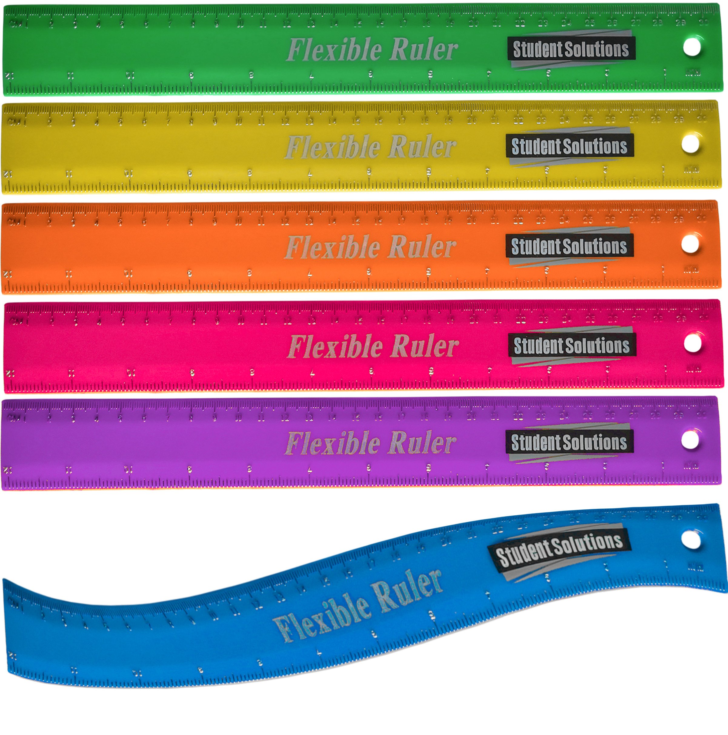 Premier Stationery - Student Solutions Flexible Ruler. 30cm/12" Brightly Coloured Bendy Rulers! (Pink)