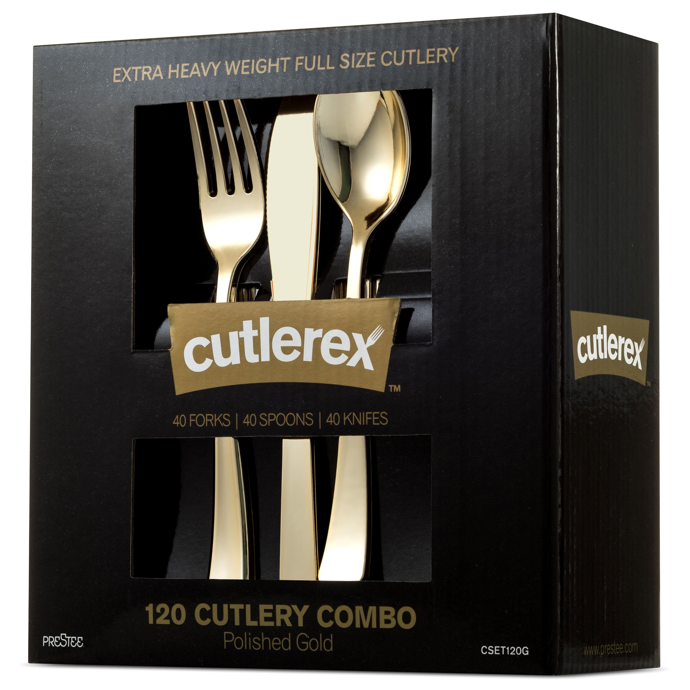 CUTLEREX Heavy Duty Plastic Silverware Cutlery Gold Disposable