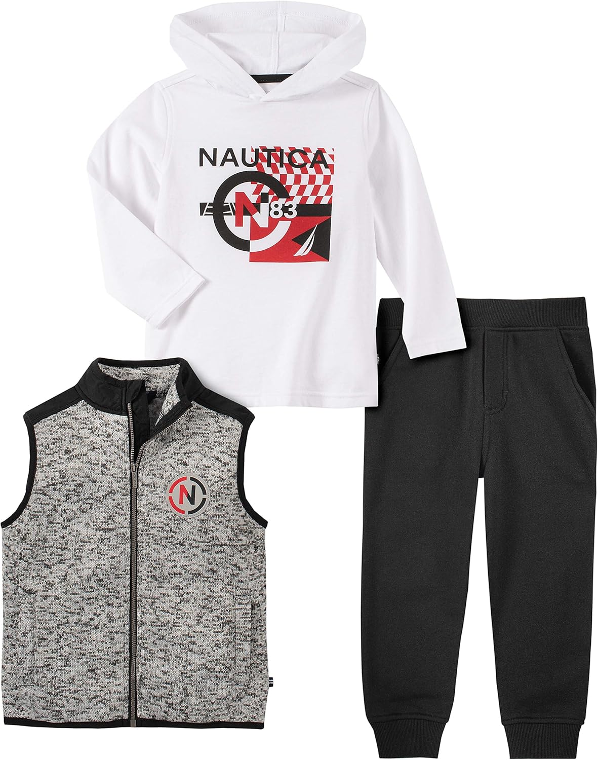 Nautica Boys' 3 Pieces Sweater Vest Pants Set