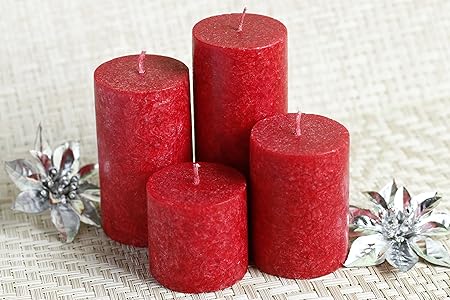 Maxime Candles Rose Scented Wax Marble Candles (21.5 cm x 12.5 cm x 5 cm, Red, Set of 4)