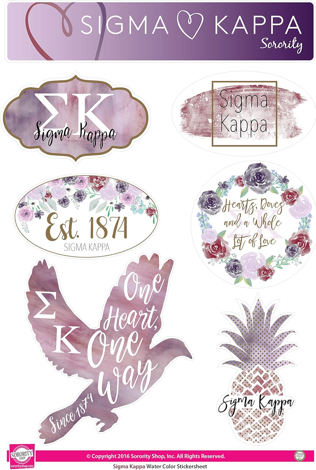 Sigma Kappa - Sticker Sheet - Watercolor Theme