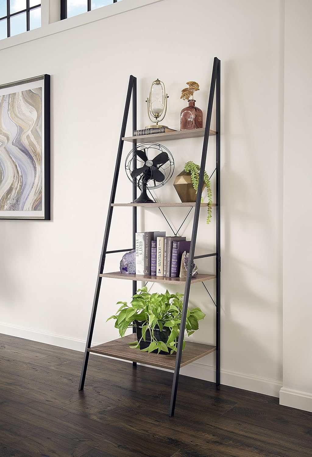 ClosetMaid 1316 4-Tier Wood Ladder Shelf Bookcase, Gray: Furniture & Decor