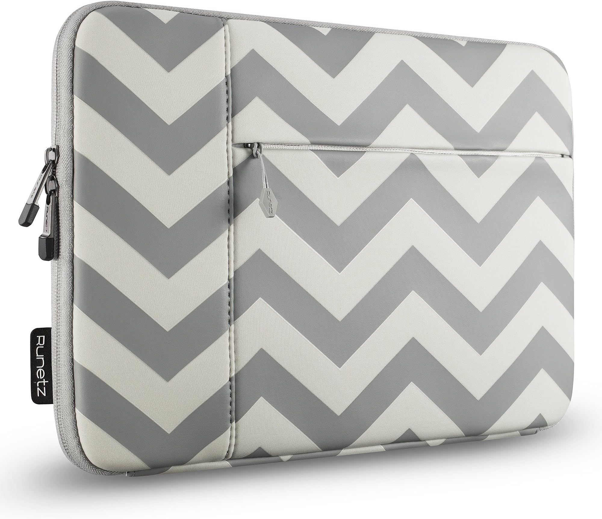 Runetz Chevron Grey Neoprene Sleeve Case Cover for MacBook Pro 15.4 Inches with Retina Display/Touch Bar and Laptop 15 Inches Chevron Grey