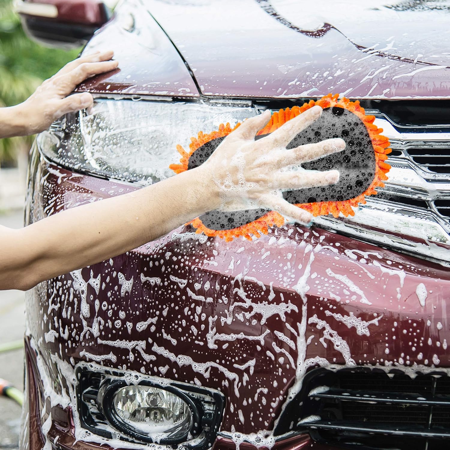 SCRUBIT Microfiber Car Wash Sponge Non-Scratch Microfibers for Cleaner Cars, Great for Everyday Cleaning - Automobile Cleaning Sponges Essential Part of Any Car Wash Kit - 2 Pack: Automotive