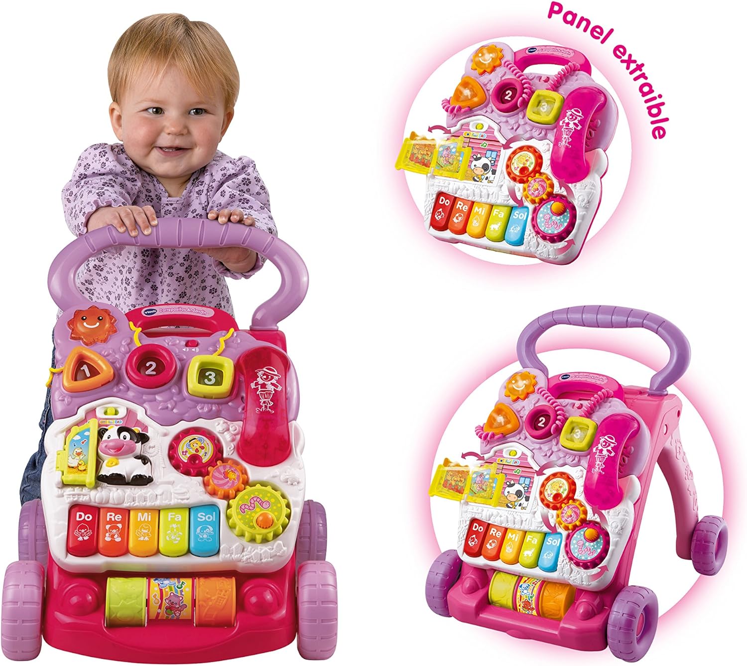 VTech Baby - Correpasillos andandín 2 en 1, andador de bebé interactivo, centro de actividades extraíble, múltiples funciones y regulador de velocidad (80-077057): Amazon.es: Juguetes y juegos
