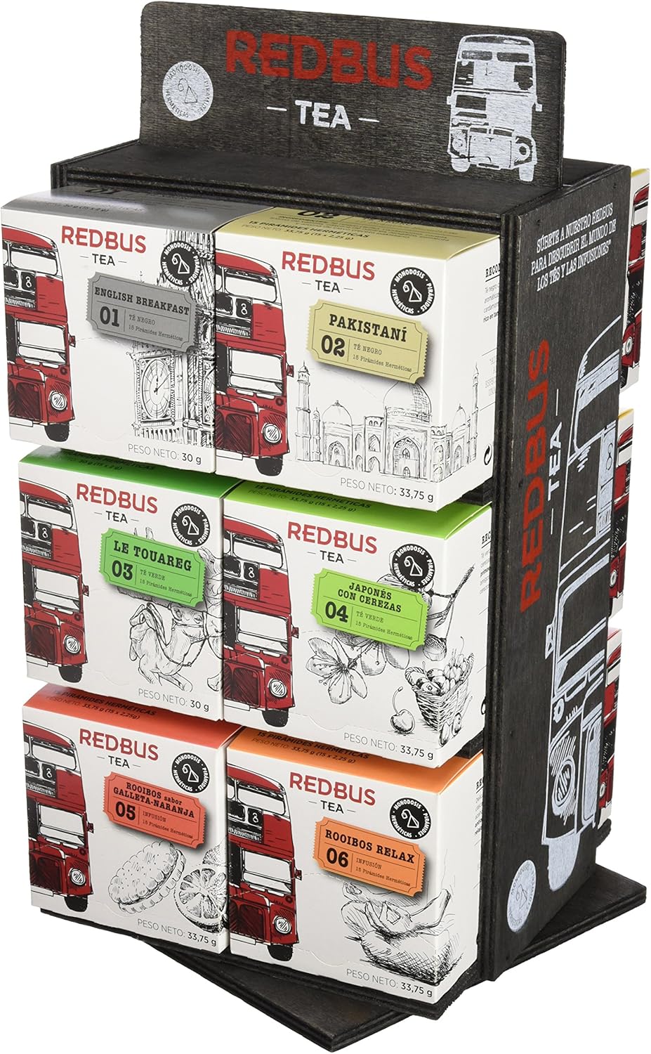 Redbus Expositor con surtido 12 tipos de Té: Amazon.es: Alimentación y bebidas