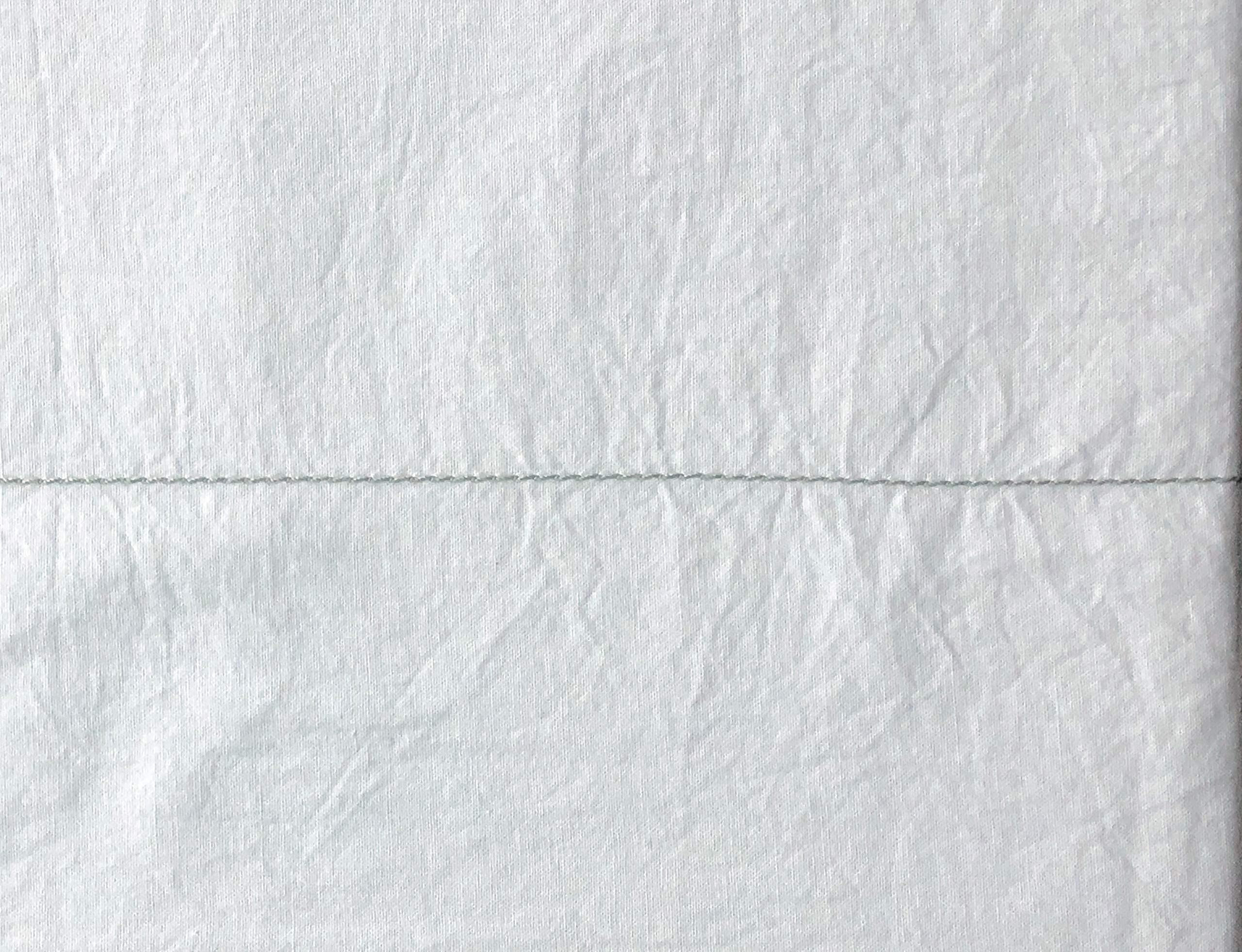 DAIMAIZHANG Piu Belle 4pc King Sheet Set Solid White with Thin Embroidered Silver Gray Stripes Near Hems 100% Cotton Luxury