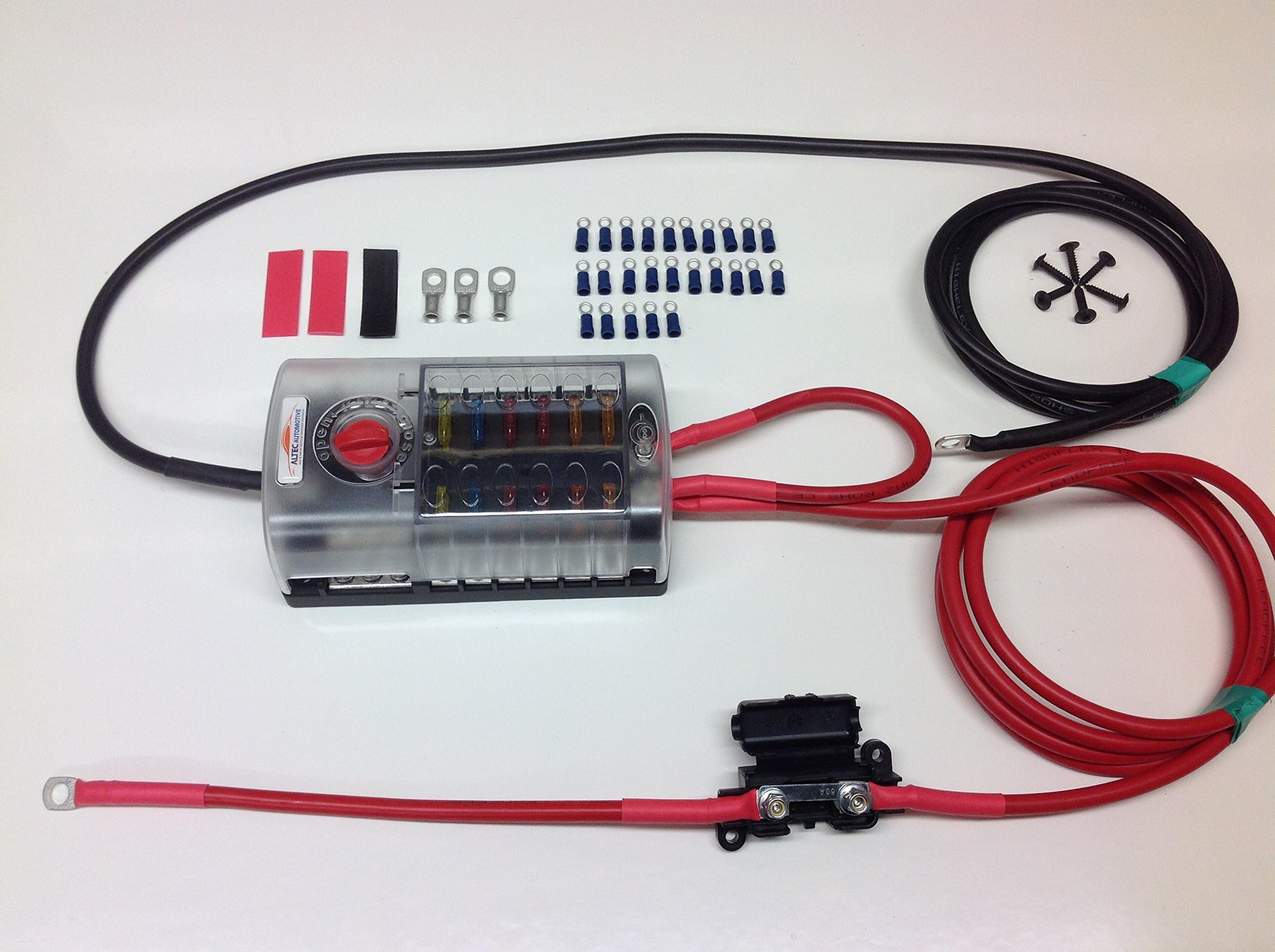 12 Way Blade Fuse box + negative bus bar with 70amp Ready Made Leads (2mtr)
