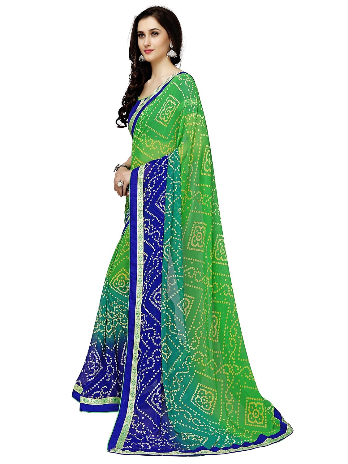 online fayda women's georgette saree with blouse piece (of288,green,free size)