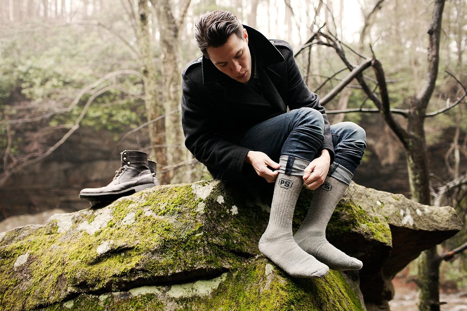 PEOPLE SOCKS 4pairs merino wool mens womens socks CharcoalX 2pairs, Navy X 1pair, Brown X1pair Large: Clothing